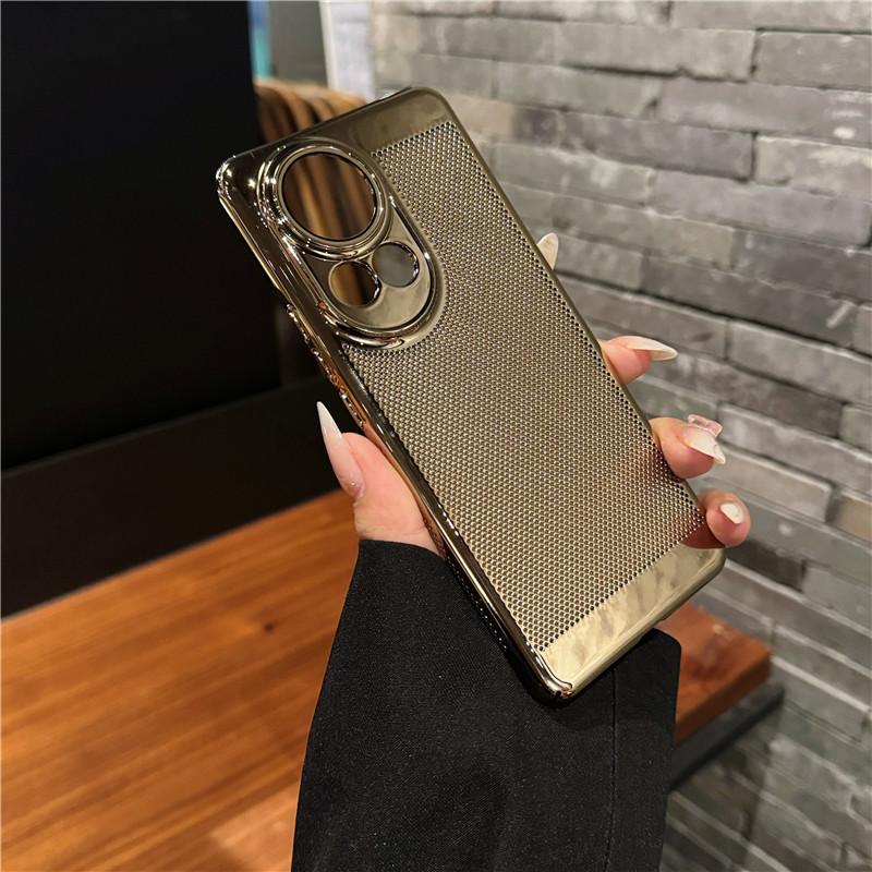 Full Cover Plating Grid Heat Dissipation PC Case With Lens Film For Huawei Nova 12 12s Pro Ultra Lite Back Shell Protector