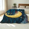 Dreamy Moonlit Night Flannel Blanket Soft, Skin-Friendly, Warm & Cozy, Pilling-Resistant, All-Season for Postpartum Care & Home Casual Use