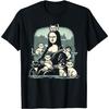 Funny Cat Mona Lisa Graphic Tee for Men Women Unisex Casual Round Neck Print T-Shirt