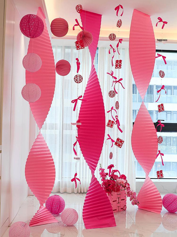 Double Happiness Wedding Room Decor Set: Non-Woven Fabric Papercut for Bride and Groom's Bedroom or Hotel.