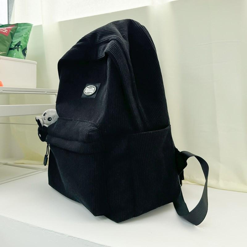 Zaino in velluto a coste da studentessa a tinta unita