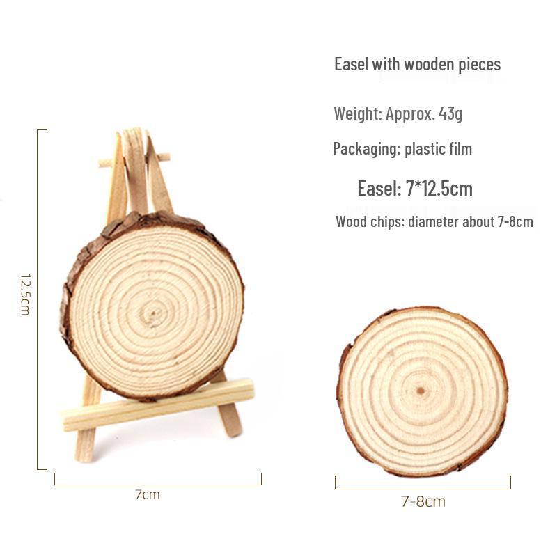 Easel with Pine Wood Slices for DIY Hand-Painting and Kindergarten Decorations