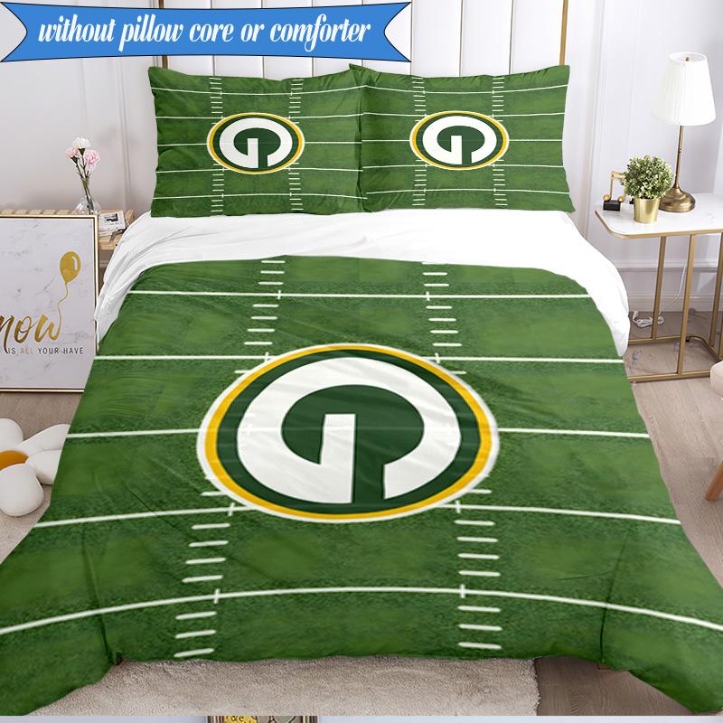 Green Bay Packers Bettwäsche-Set 3-teilig, inklusive 1 Bettbezug und 2 Kissenbezügen. Perfekt für Weihnachten, ideal für Schlafzimmer, Studentenwohnheim