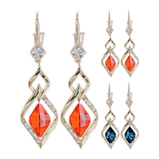 1 Pair Hanging Earrings Geometric Shiny Faux Crystal Rhombus Shape Drop Earrings Wedding Jewelry