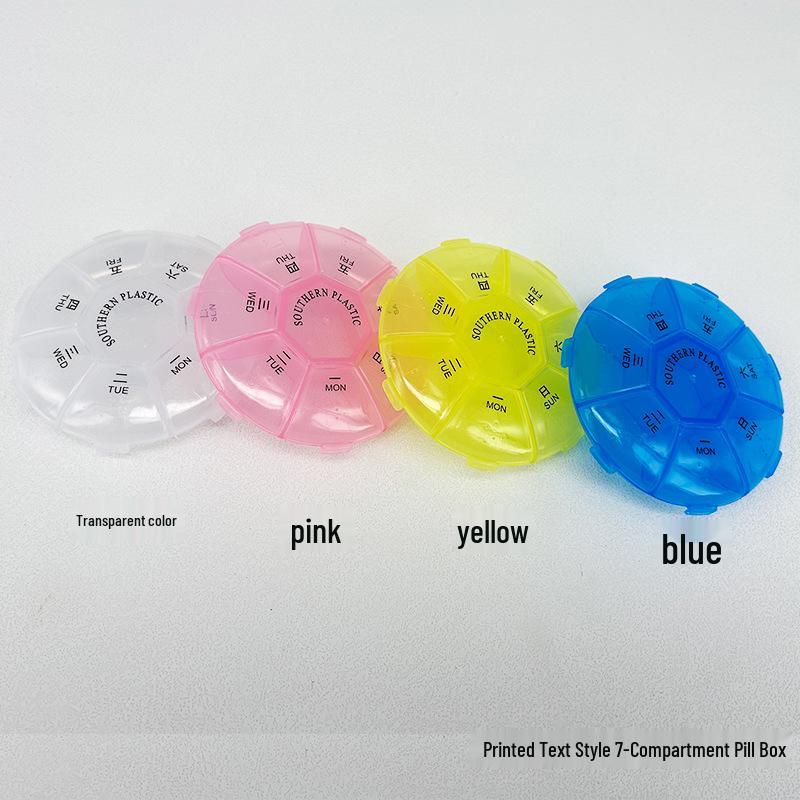 7-Day Round Portable Pill Box with 7 Compartments