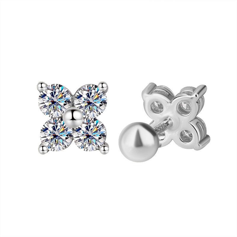 

Trumium 1.2ct 3mm Moissanite Stud Earrings For Women 925 Silver Four Diamond Ear Studs Sparkling Wedding Fine Jewelry Platinum Plated белый