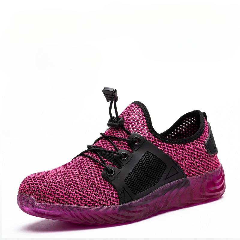 

Мужские рабочие туфли с желеобразной подошвой и верхом из летучего трикотажа, стальной подносок, защита от ударов, строительные ботинки безопасности для строительной площадки 49