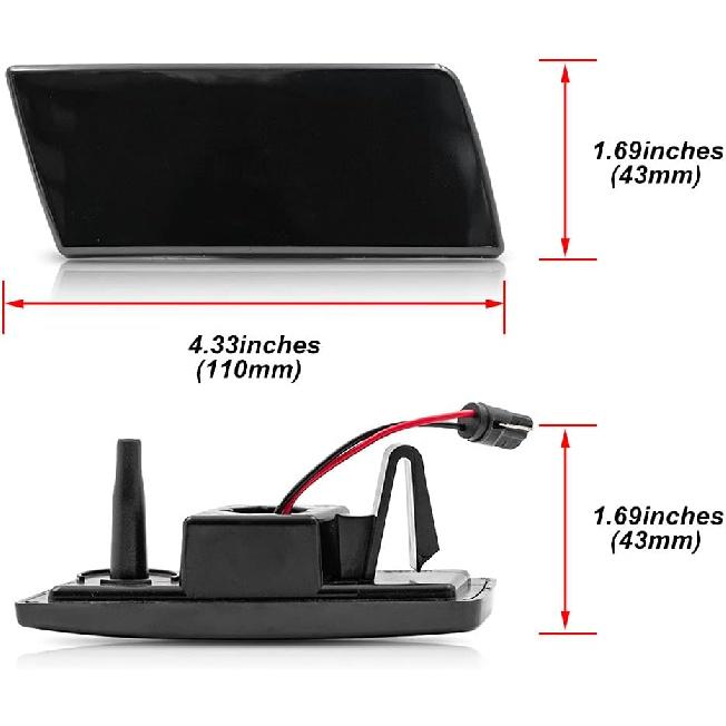 2Pcs White Full LED Side Marker Lights for Chrysler 300 2005-2014 Front Bumper Sidemarker Lamp Driving Running Light Smoked Lens