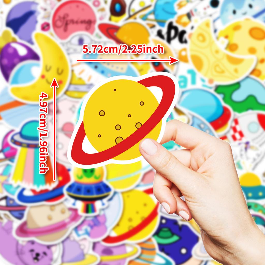 New 50 Mysterious Universe Planet Series Pink Planet Mars Mixed and Matched No Repeat Decoration Stickers