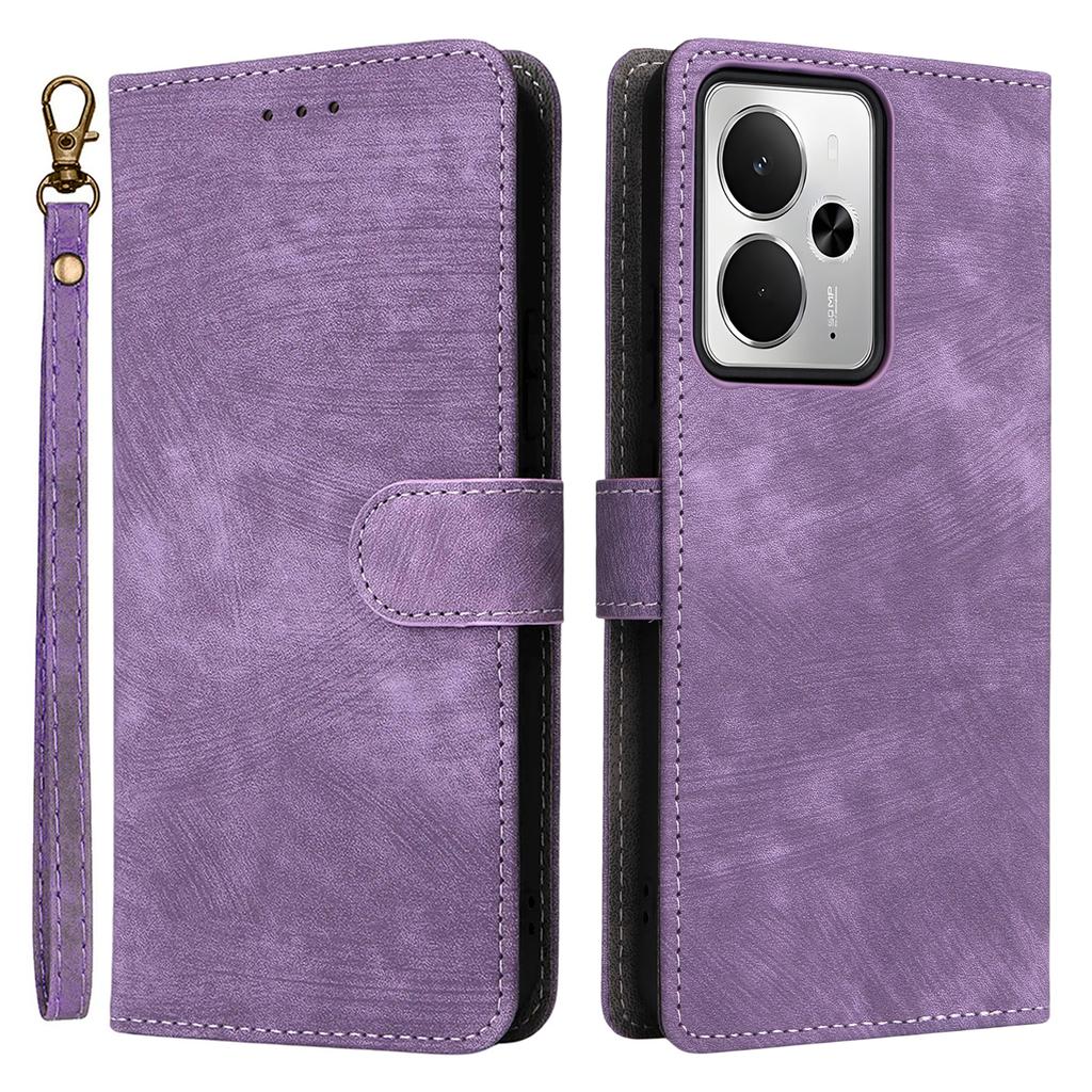 För Realme 14T 5G/14 5G Fodral Plånbok RFID-Blockerande PU Läder Skydd Ställ med Rem