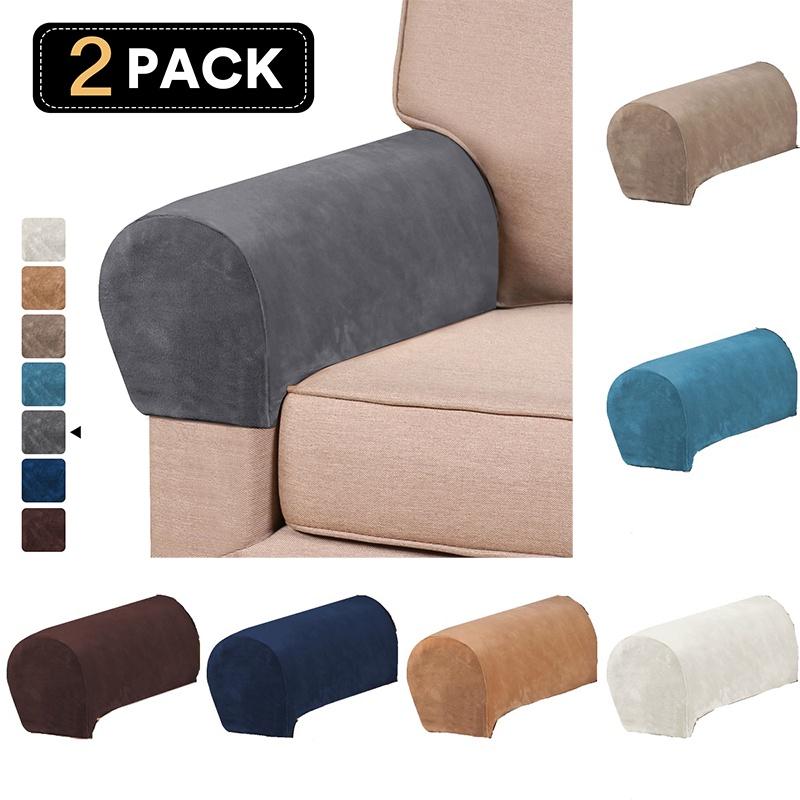 Velvet Armrest 2pcs Covers Stretch Set Chair Sofa Arm Protectors Couch Removable