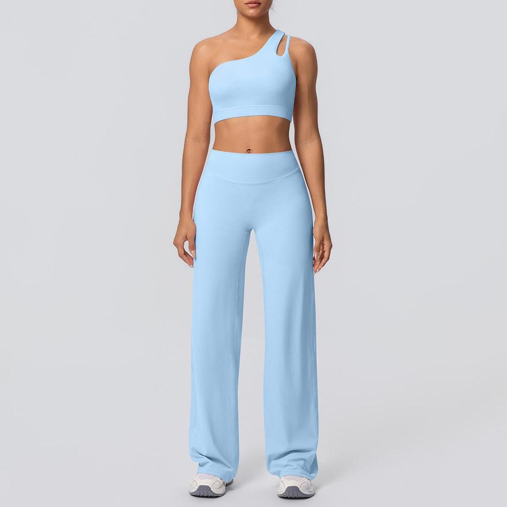 Cloud-Like Casual High Waist Yoga Set - Women's Sporty Wide Leg Fitness Wear