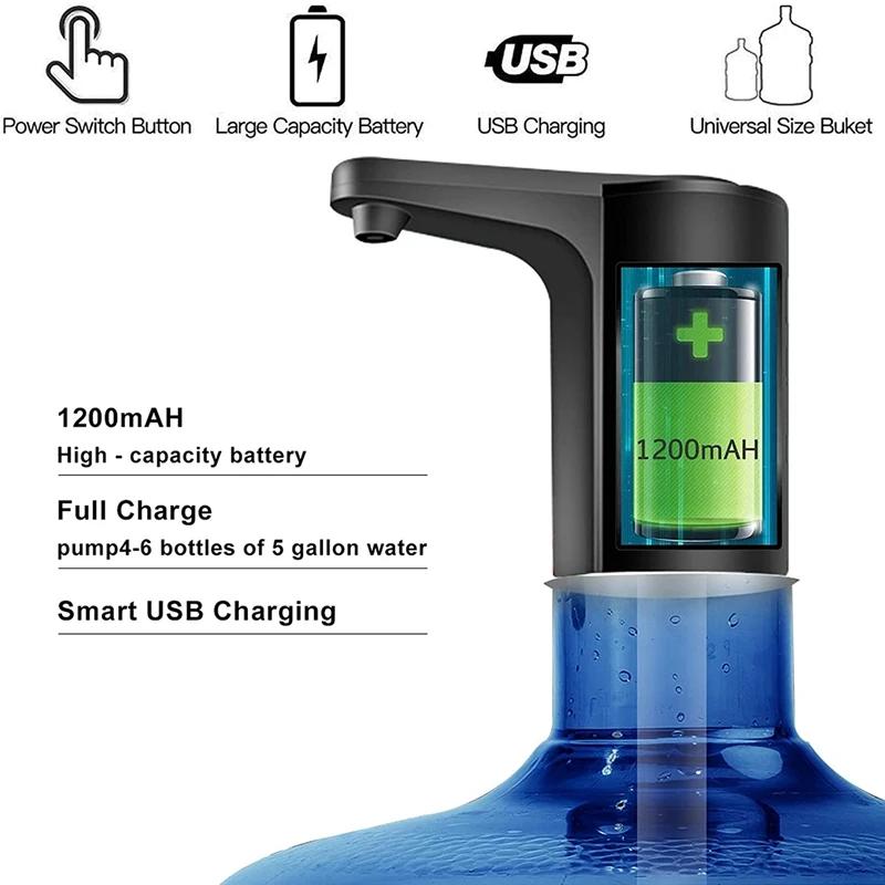 Water Dispenser 5 Gallon - Water Pump for 5 Gallon Bottle, Water Jug Pump USB Rechargeable Universal Automatic Electric Water