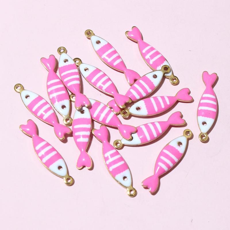 20pcs 18x5mm Stainless Steel Fish Enamel Charms Pendant Stainless Steel DIY Jewelry Making Accessories Findings 