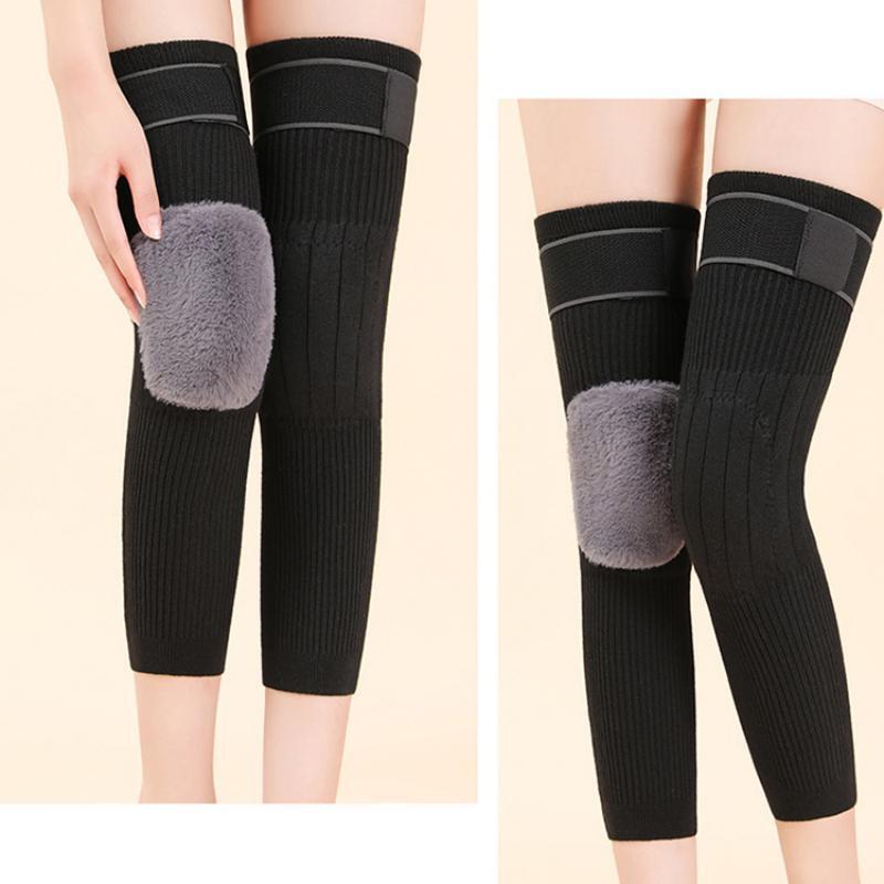 2PCS Cashmere Wool Knee Pads Support Brace Winter Warm Thermal Knee Warmers Sleeve for Arthritis Pain Relief Ski Cycling Running
