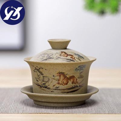 150 ml Keramik Gaiwan grobe Keramik Tee-Set handgemachte Teeschale Reise Teetasse Büro Trinkgeschirr