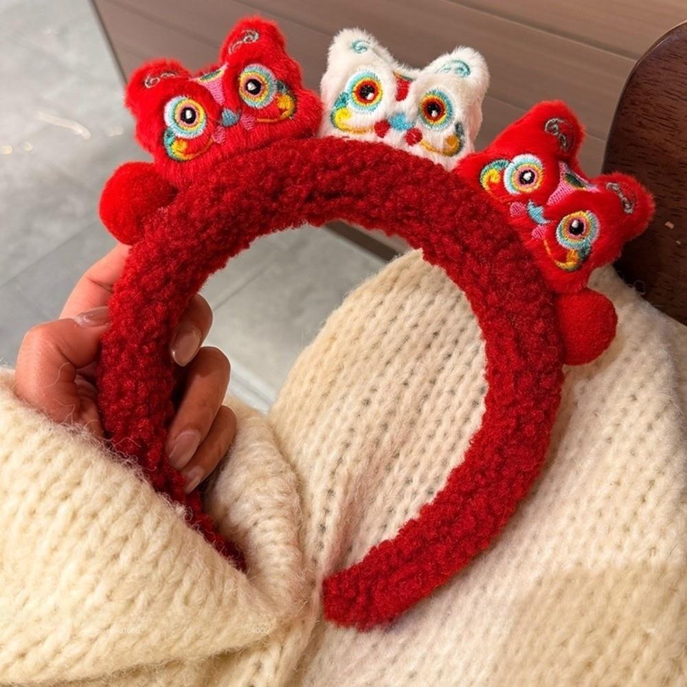 Red Cartoon Horse Hair Hoop Exquisite New Year Mascot Headband Cute Pony Headpiece  Celebration