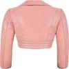 NOORA Damen PINKE Cropped Biker Lederjacke | Teil-Verschleißjacke |