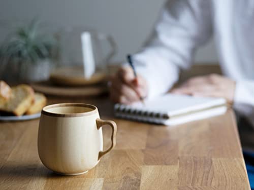 RIVERET Cafe au Lait Mug, 350ml, Bamboo, Dishwasher Safe, White, RV-205W