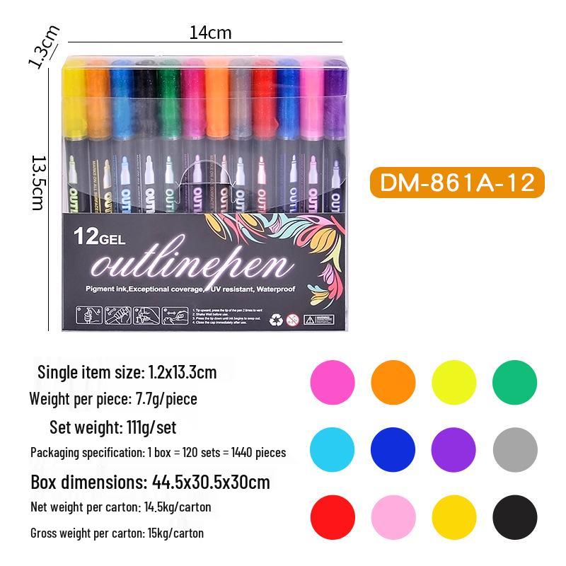 Dreamy 48-Color Glitter Double-Line Outline Pens for Journaling and Doodling