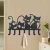 Cat Shaped Wall Mounted Key Hook Organizer, 7 Hooks for Keys Towels Coats, Easy Install Entryway Storage Rack for Living Room Hallway Office