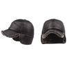 Middle-Aged and Elderly Baseball Cap Men's PU Cap Winter Warm Cycling Cap Old Velvet Ear Protection Cap