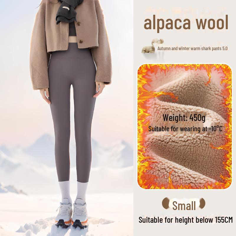 Women's Plush Shark Pants: Cozy High-Waist Barbie Yoga Leggings for Autumn & Winter