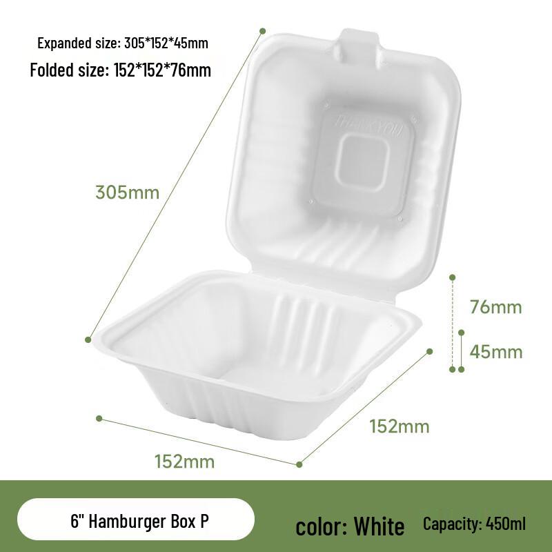 COFLYEE Biodegradable Disposable Hamburger & Takeaway Boxes