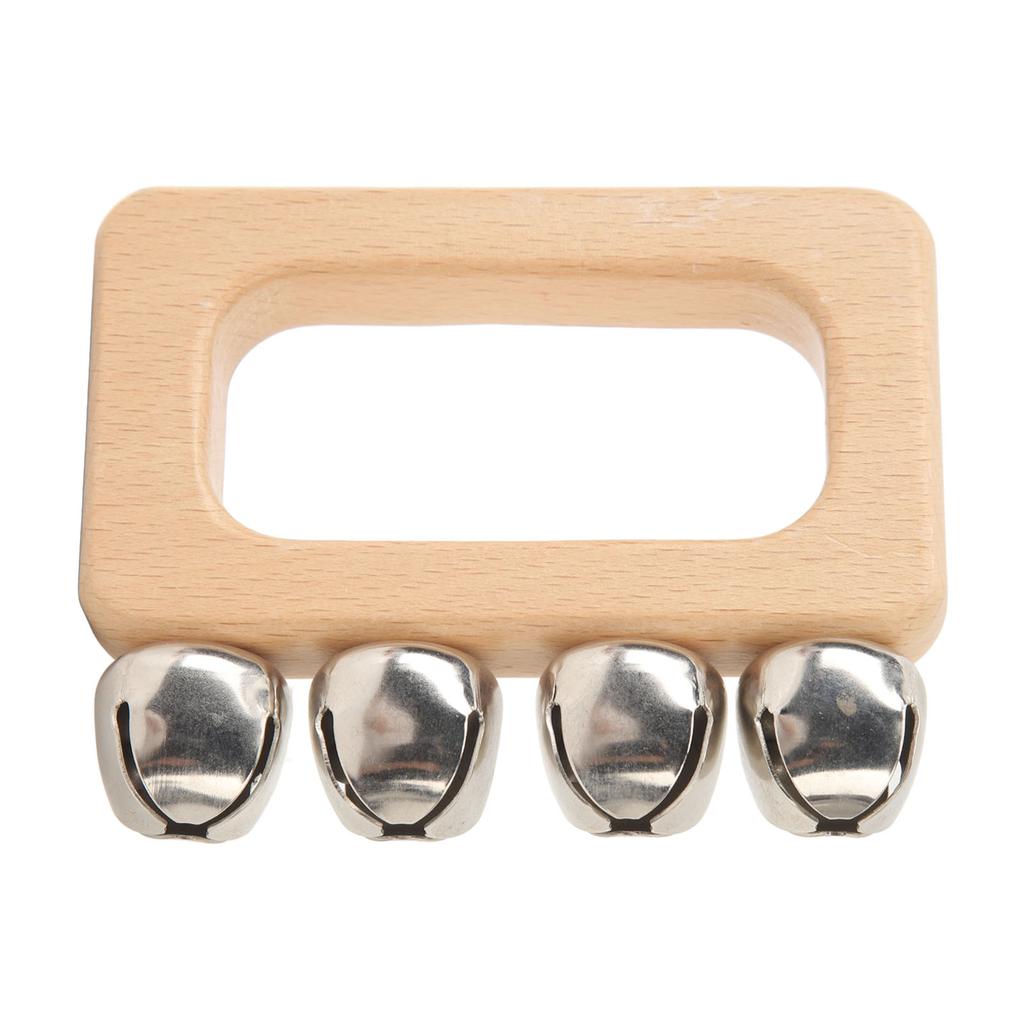Dance Hand Bell Wooden Rectangle Handle Metal Jingle Bells Portable Percussion for Performance