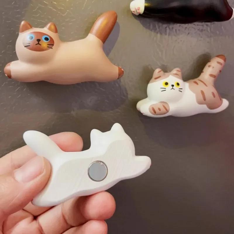 Cute Cat Refrigerator Magnets Sticker Creative Resin Cartoon 3D Cat Fridge Sticker Fridge Magnets Home Kitchen Decoration Gifts