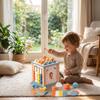 Wooden Activity Cube with Shape Sorter FineMotor Educational Center Early Learning