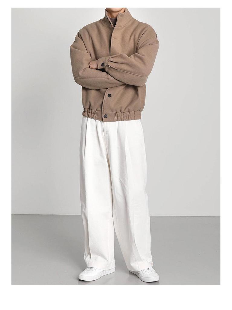 Pánská trendy vlněná bunda se stojáčkem - Korejský styl pro jaro a podzim