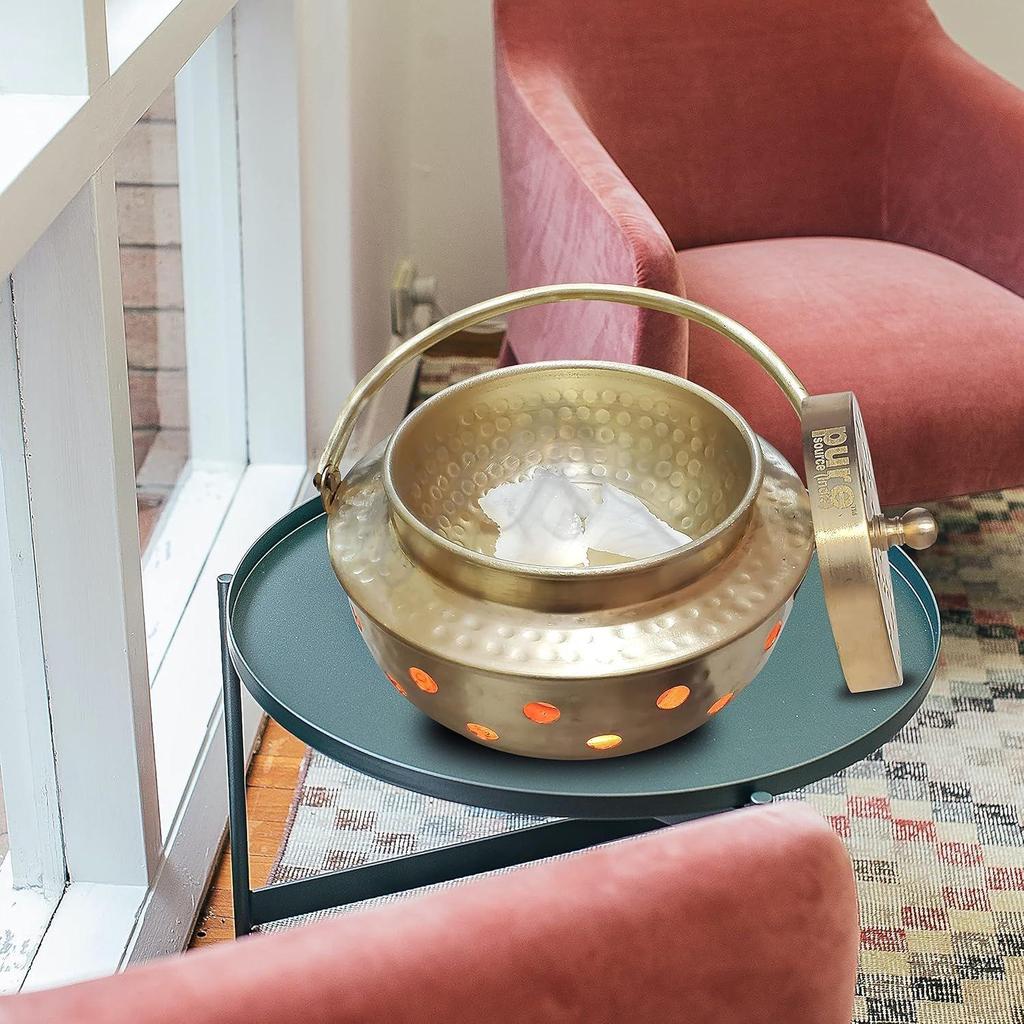 Multipurpose Brass Kapoor Dani, Aroma Diffuser, Incense Burner, Pack of 1(Round)