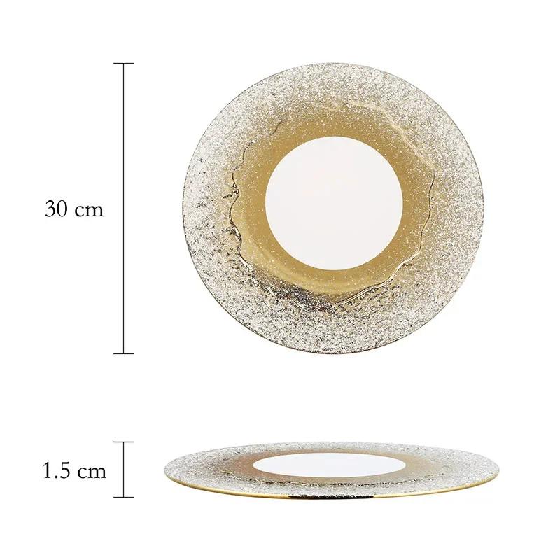 Ceramiczny płaski talerz w kolorze białego złota z wzorem kamienia, talerz na stek, talerz deserowy, naczynie do sushi, talerze do gotowania, kreatywna zastawa stołowa restauracyjna