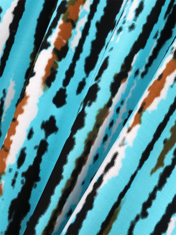 EDOLYNSA 2024 Plus Size Striped Tie-dye V-neck Short Sleeve Kaftan Sexy Swimsuit Coverup For Women Summer Beach Dress House Dresses Q1218