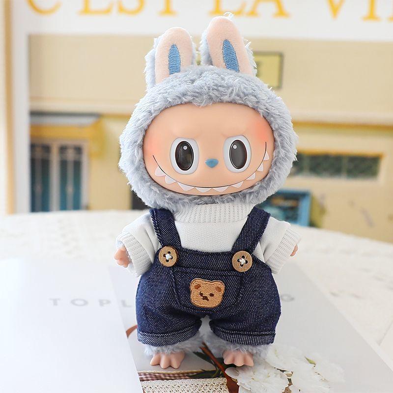 Labubu Fabric Clothes Sitting Party Vinyl Figurine Pendants Baby Clothes Shoulder Straps Pants