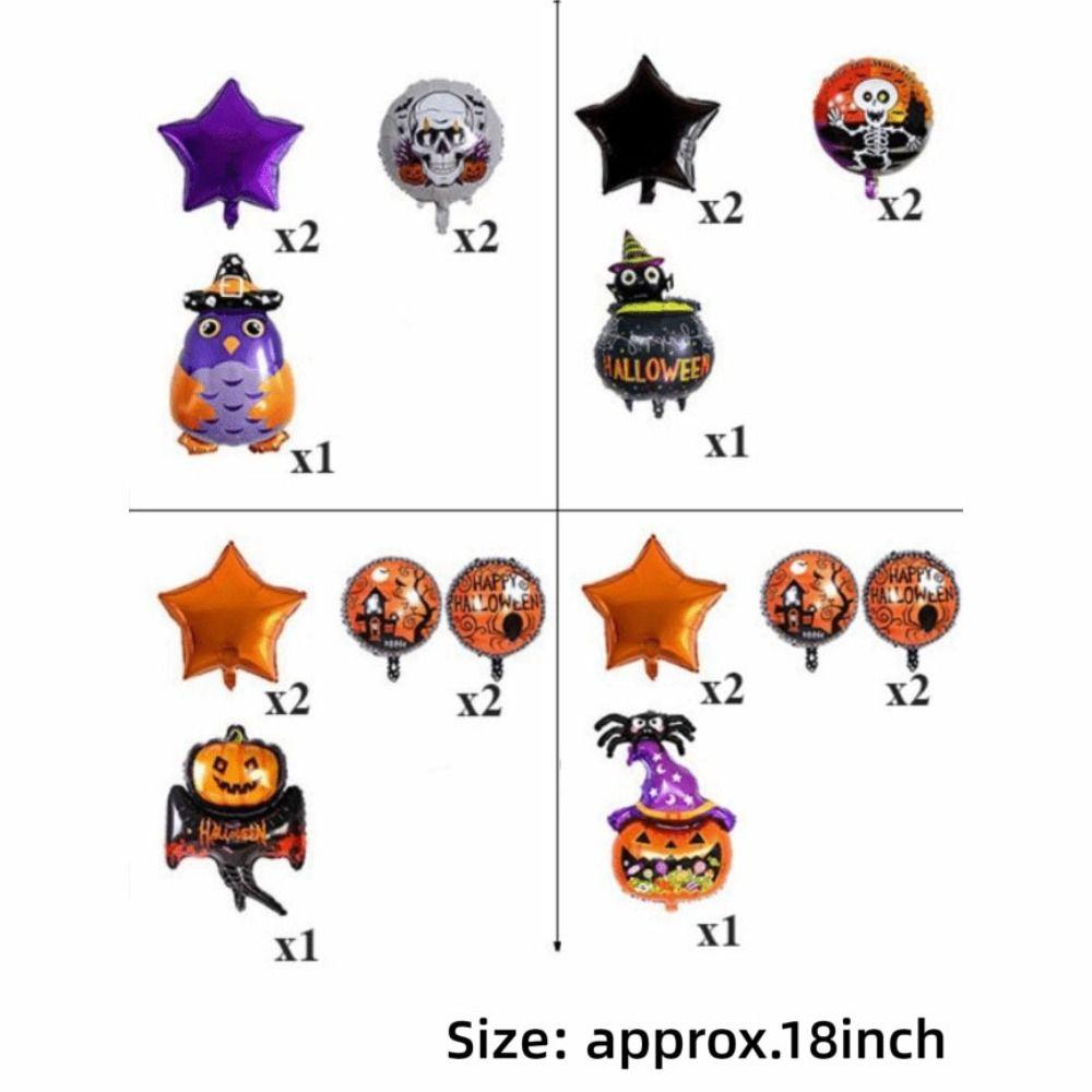 5Pcs Skull Motif Aluminum Foil Balloons Ghost Design Air Inflatable Balloons  Halloween Party