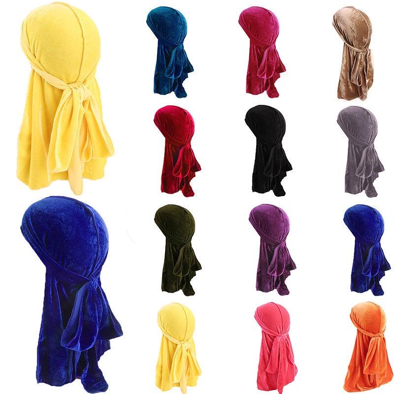 Men Unisex Women Velvet Breathable Bandana Hat Turban Caps Doo Headwear Durag