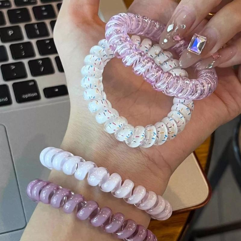 Stylish Korean Telephone Cord Hair Band Strong Elasticity Comfortable And Water Proof Ponytail Holder Hair Accessories