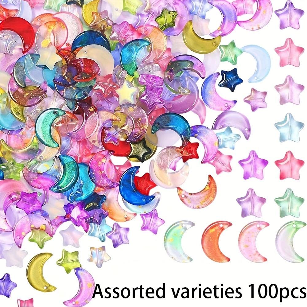 20/50/100pcs random color glass material star moon shape DIY bracelet necklace earrings keychain keychain pendant
