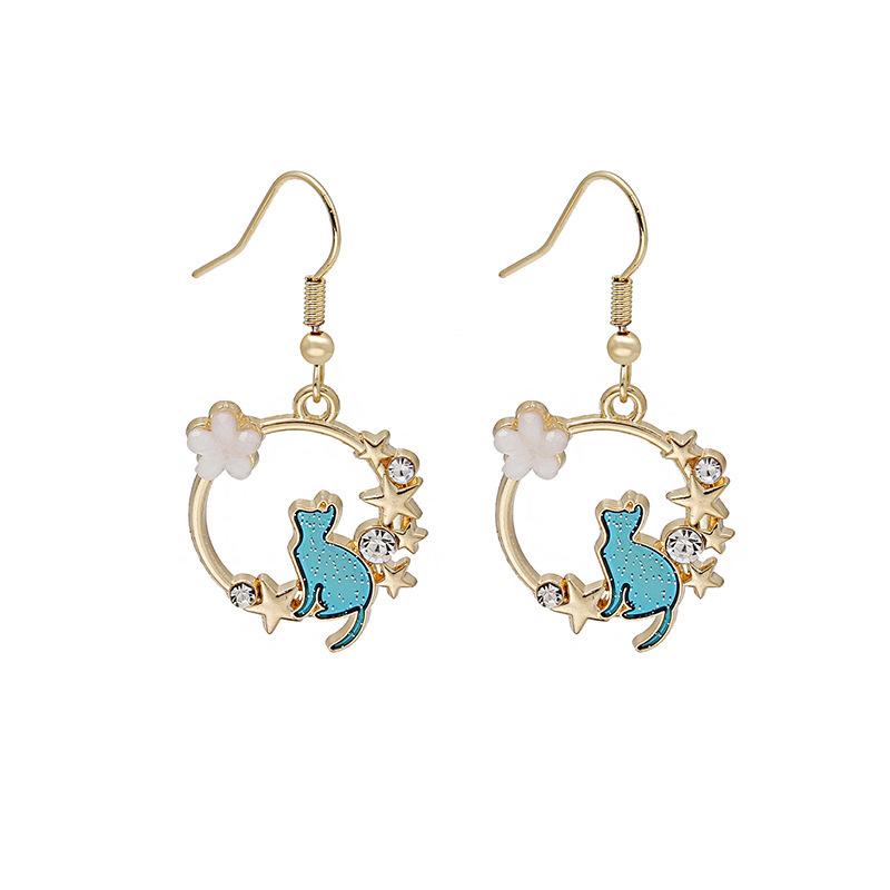 Fun Cartoon Asymmetrical Oil Drop Earrings, Guochao Panda Animal Fruit Earrings, Cute Mushroom Leaf Earrings