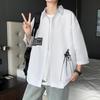 IELGY Mid-sleeve Shirt Men's Black And White Trend Personality Printing