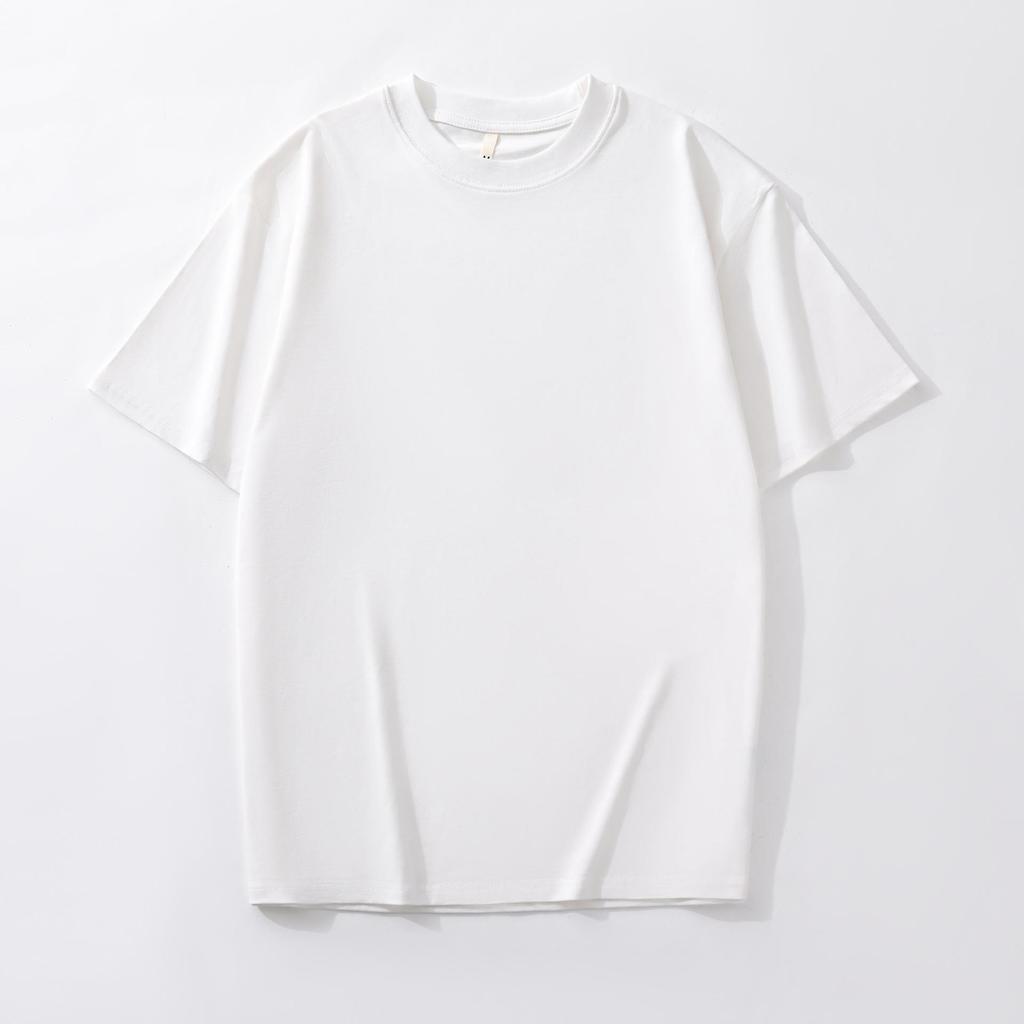 Men's Heavyweight Short-Sleeve T-Shirt - American Style, Pure Cotton, Trendy, Loose Fit, White.