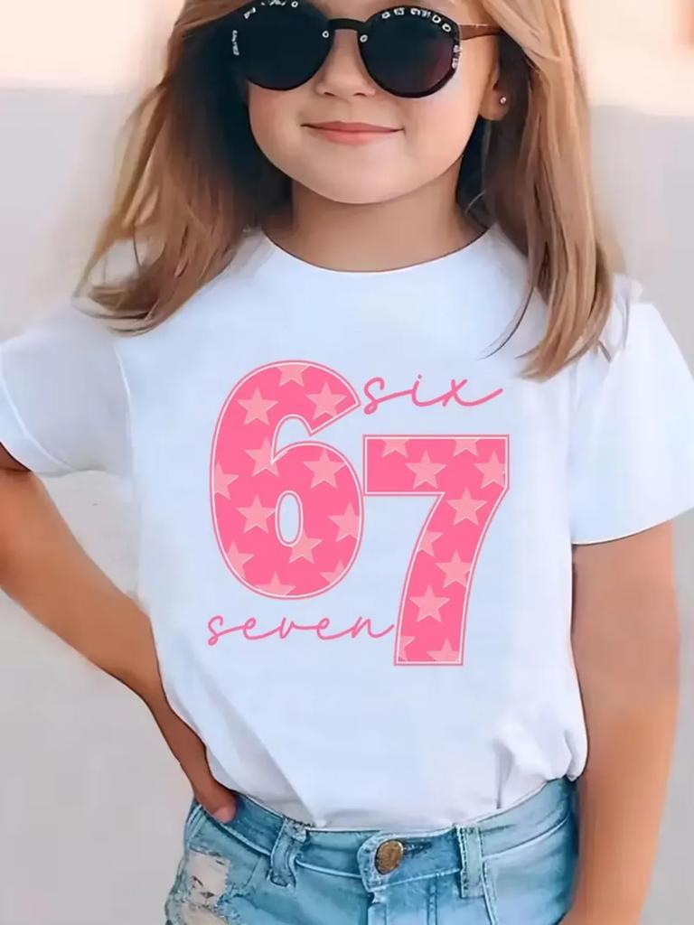 Boys Girls 6 7 Number TShirt Soft Breathable Tee with Neon GlowintheDark 6 7 Design Machine Washable Spring Summer