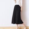 Women's Wool A-Line Midi Skirt - Elastic High Waist, Flared, Slimming, Knitted for Autumn/Winter