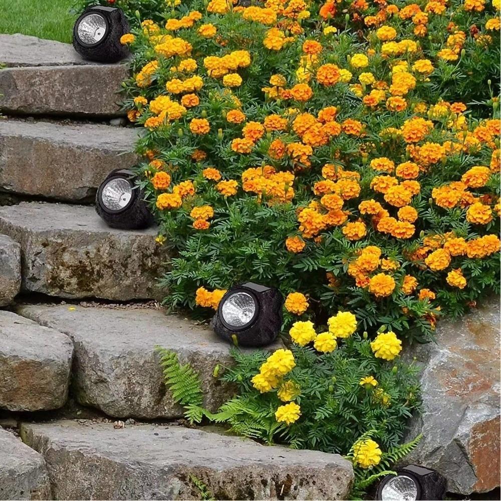 Waterproof Solar Powered Light Resin Rock Stone Stone Solar Light Simulation Stone Lights  Garden