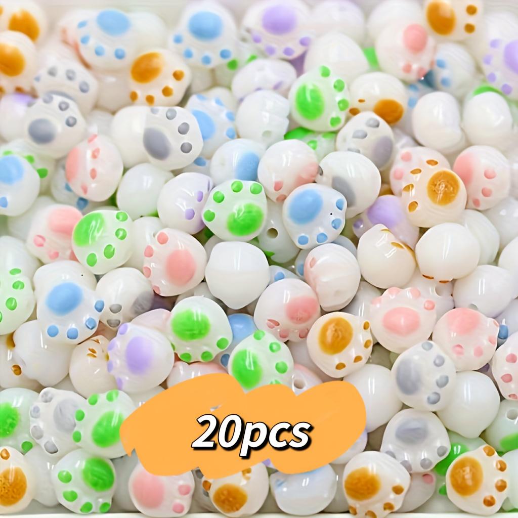20pcs 12mm Super Cute Cat Paw Acrylic Beads Jewelry Making DIY Creative Bracelet Necklace Craft Supplies