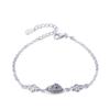 Lindon Women Zircon 925 Sterling Silver Jewelry Geometric Bead Chain Link Bracelet Fashion Fine Wedding Gift for Girlfriend