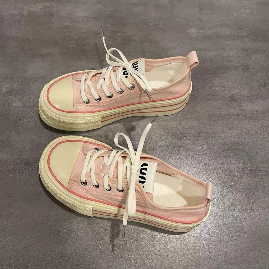 Thin Breathable New Summer Thick-soled Heightening Casual Female Students Versatile Canvas Shoes Children