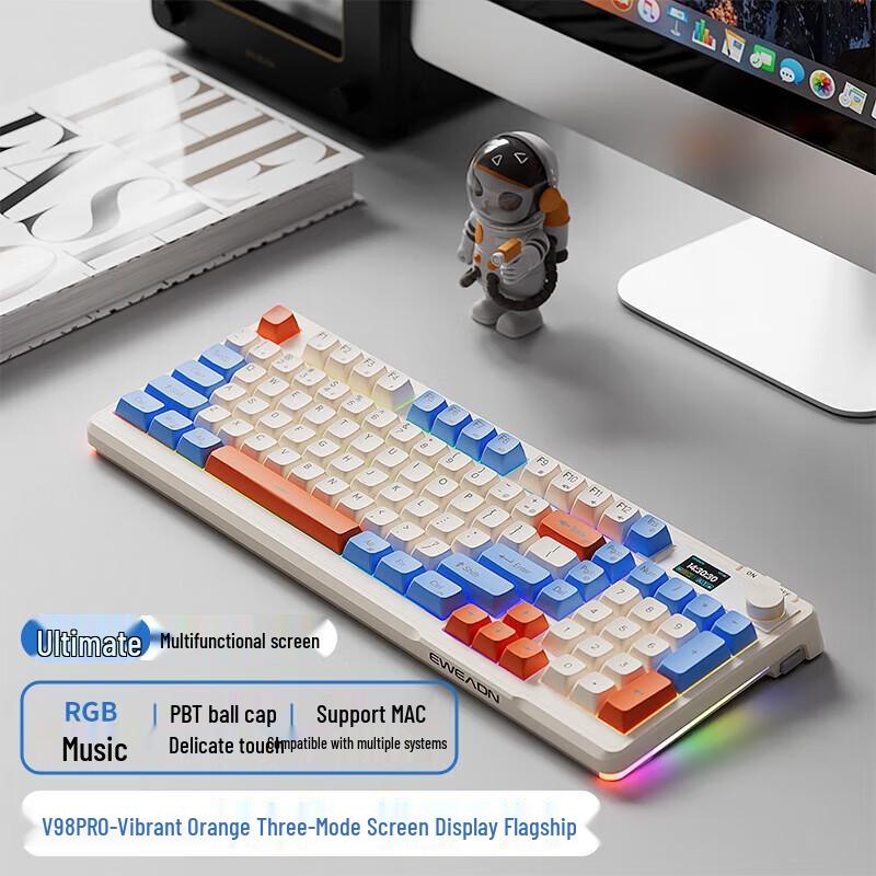 EWEADN V98Pro Triple-Mode Wireless Keyboard with Screen
